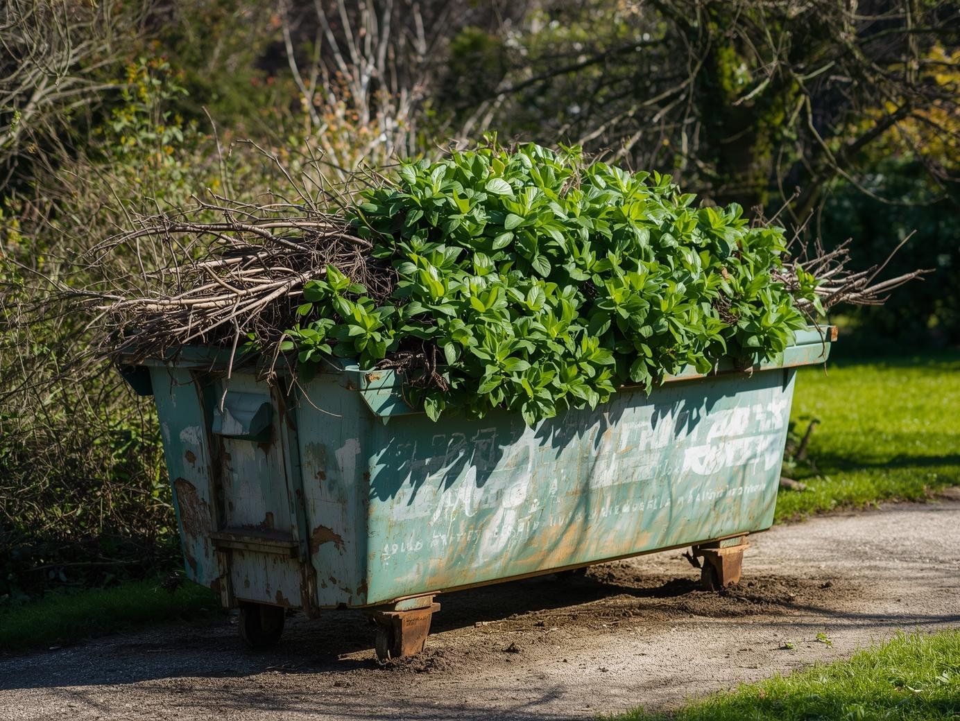 grande benne transportant des déchets végétaux